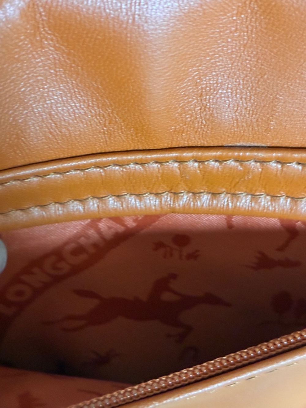 Longchamp orange leather Cavalcade crossbody - Picture 6 of 15